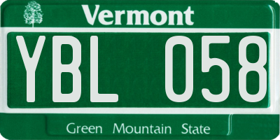 VT license plate YBL058