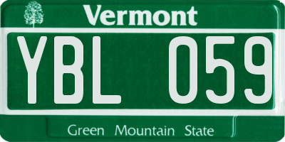 VT license plate YBL059