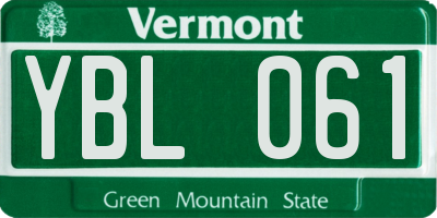 VT license plate YBL061