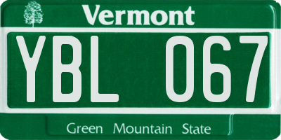 VT license plate YBL067