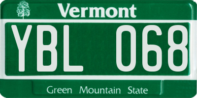 VT license plate YBL068