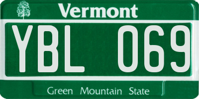 VT license plate YBL069