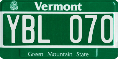 VT license plate YBL070