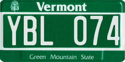 VT license plate YBL074