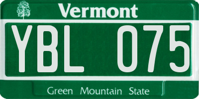 VT license plate YBL075