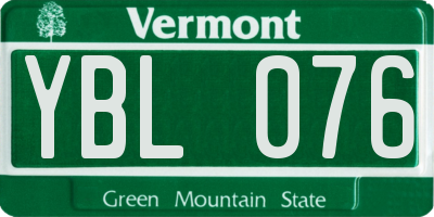 VT license plate YBL076