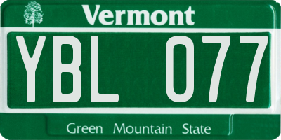 VT license plate YBL077