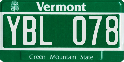 VT license plate YBL078