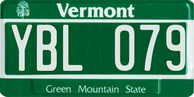 VT license plate YBL079