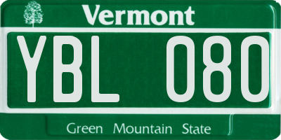 VT license plate YBL080