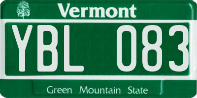 VT license plate YBL083