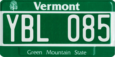 VT license plate YBL085
