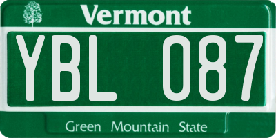 VT license plate YBL087