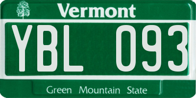 VT license plate YBL093