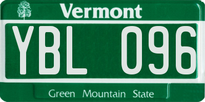 VT license plate YBL096