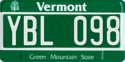 VT license plate YBL098