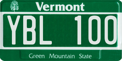 VT license plate YBL100