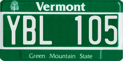VT license plate YBL105