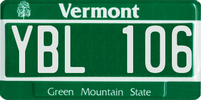 VT license plate YBL106