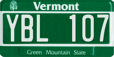 VT license plate YBL107