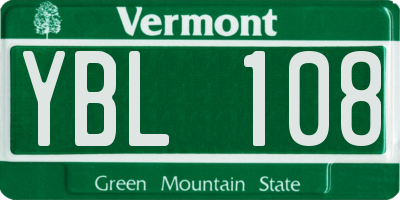 VT license plate YBL108
