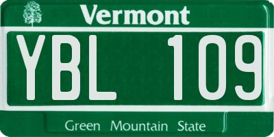 VT license plate YBL109