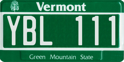 VT license plate YBL111