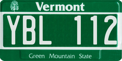 VT license plate YBL112