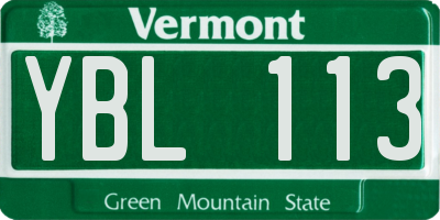 VT license plate YBL113