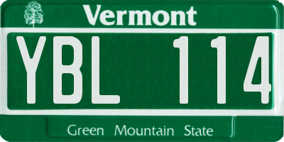 VT license plate YBL114
