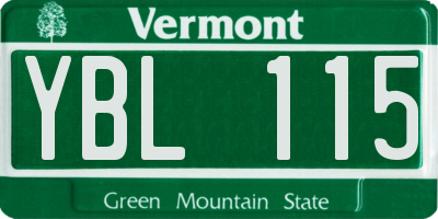 VT license plate YBL115
