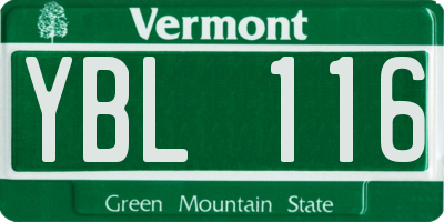 VT license plate YBL116