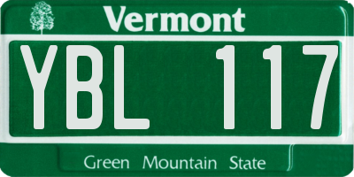 VT license plate YBL117