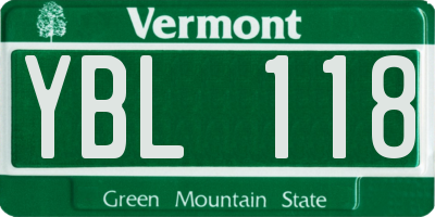 VT license plate YBL118