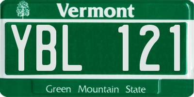 VT license plate YBL121