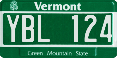 VT license plate YBL124