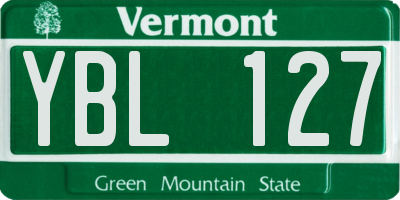 VT license plate YBL127