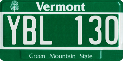 VT license plate YBL130