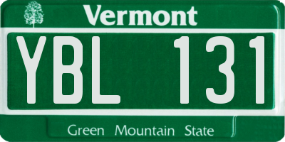 VT license plate YBL131