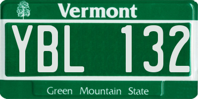 VT license plate YBL132