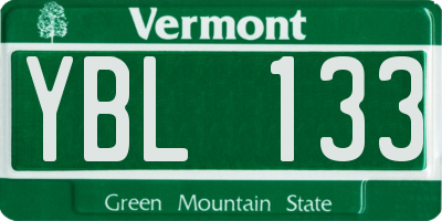 VT license plate YBL133