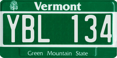 VT license plate YBL134