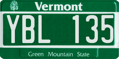 VT license plate YBL135