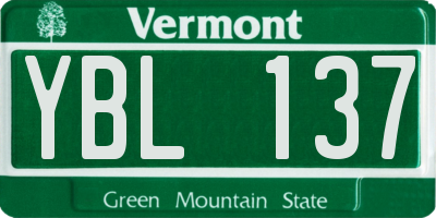 VT license plate YBL137