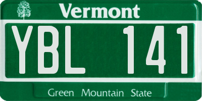 VT license plate YBL141
