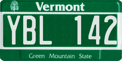VT license plate YBL142