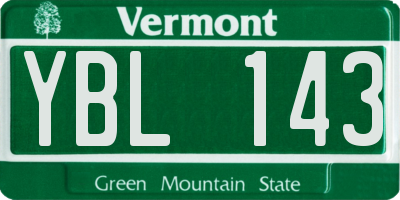 VT license plate YBL143