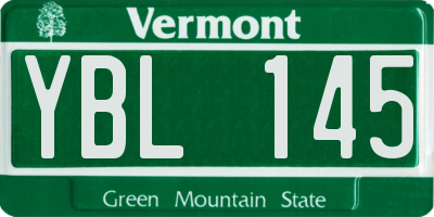 VT license plate YBL145