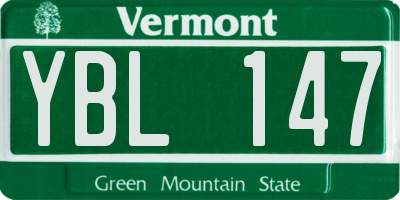 VT license plate YBL147