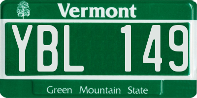 VT license plate YBL149